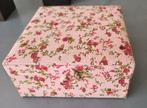 Brocante Frans stoffen doosje met roosjes, Ophalen of Verzenden