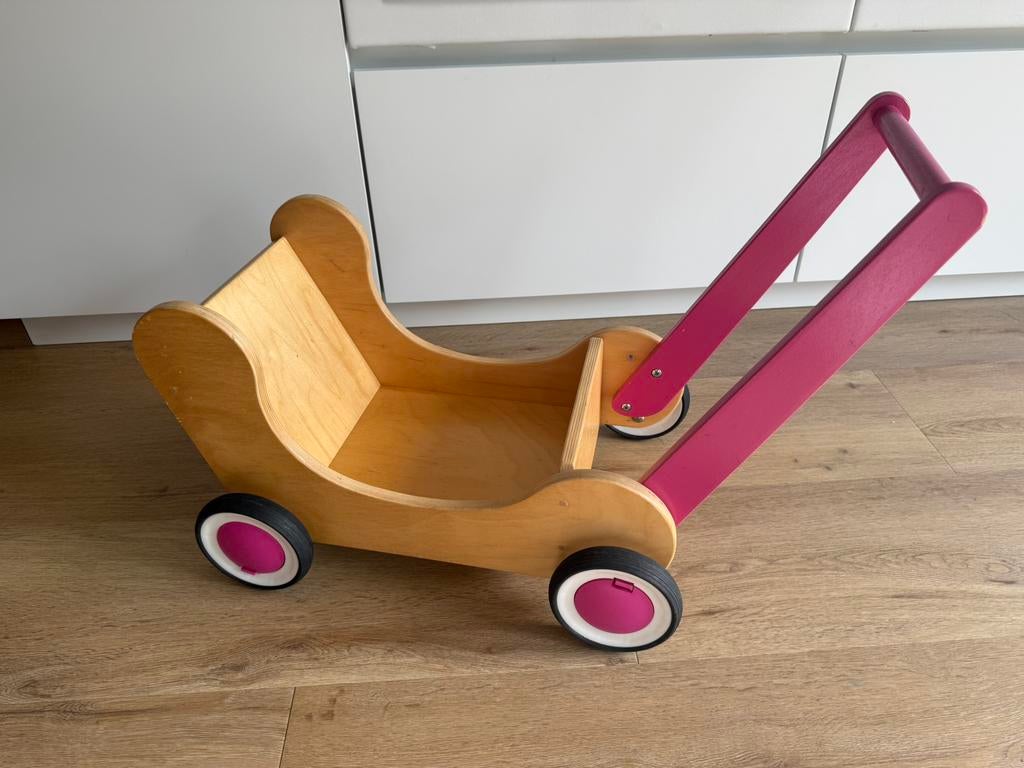 Houten poppenwagen, Ophalen, Gebruikt