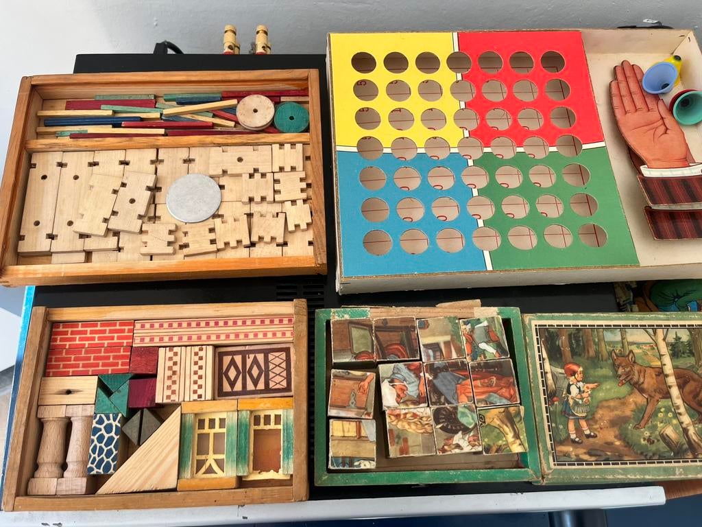 Pim pan pet, blokken oud Hollands speelgoed vintage, Ophalen of Verzenden, Gebruikt