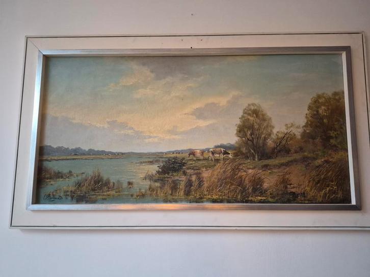 Schilderij met omlijsting 140 x 80, Huis en Inrichting, Woonaccessoires | Schilderijen, Tekeningen en Foto's, Ophalen