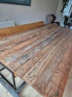Eettafel industrieel wagonplanken, Ophalen, Rechthoekig, 200 cm of meer, 50 tot 100 cm