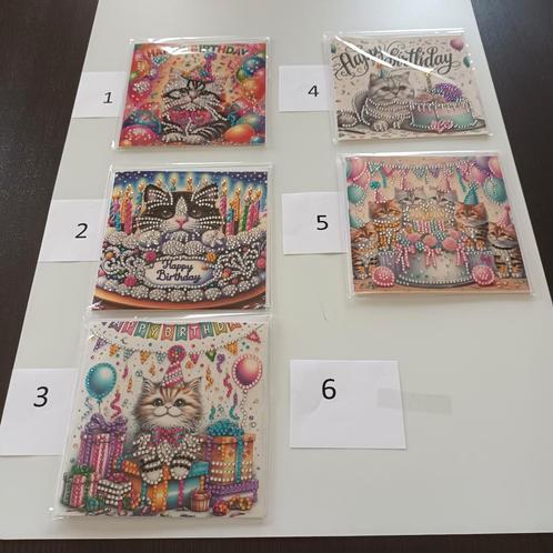 Diamond painting kaarten Happy Birthday Poesjes, Hobby en Vrije tijd, Kaarten | Zelfgemaakt, Zo goed als nieuw, Ophalen