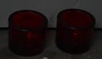 2x waxine kaars houder donkerrood glas sfeer licht, Overige materialen, Nieuw, Ophalen of Verzenden, Kandelaar