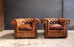 origineel Engelse Chesterfield fauteuils, 75 tot 100 cm, Minder dan 75 cm, Chesterfield  Engels, Leer
