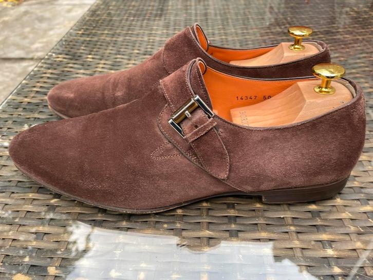 Santoni per Oger gespschoen model 14347 maat 8 UK/EU 42, Kleding | Heren, Schoenen, Gedragen, Gespschoenen, Bruin, Ophalen of Verzenden
