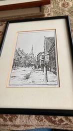Ets Heuvelstraat te Tilburg met paase partout, Antiek en Kunst, Kunst | Etsen en Gravures, Ophalen of Verzenden