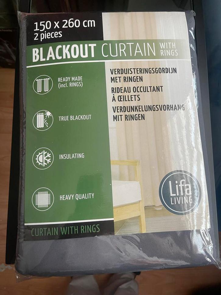 Lifa Living Verduisterende Gordijnen Grijs 150x260cm, Huis en Inrichting, Stoffering | Gordijnen en Lamellen, Nieuw, 200 cm of meer