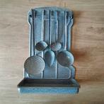 EMAILLE GRIJSGEWOLKTE LEPELREK MET LEKBAK., Antiek en Kunst, Antiek | Emaille, Ophalen of Verzenden