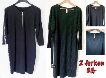 2 Mooie jurken ZGAN - L / 40 / 42 zwart & donkergr/zwart‼️ beschikbaar voor biedingen