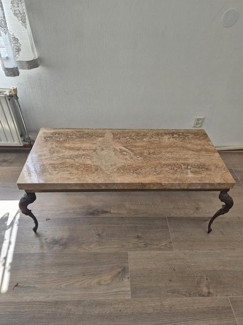 Luxe vintage salontafel -massief marmeren blad 5 cm dik, Huis en Inrichting, Tafels | Salontafels, Gebruikt, Minder dan 50 cm