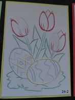 geborduurde kaarten pasen lente bloemen, Hobby en Vrije tijd, Kaarten | Zelfgemaakt, Nieuw, Overige thema's, Ophalen of Verzenden