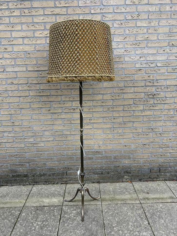 Vintage Vloerlamp met Kap, Huis en Inrichting, Lampen | Vloerlampen, Gebruikt, 150 tot 200 cm, Metaal, Ophalen