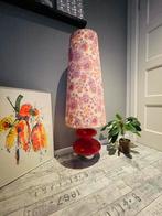 1970’s Vloerlamp met opaline Voet en Gebloemde Kap, 100 tot 150 cm, Retro / Vintage / 1970 / Seventies / 70's, Ophalen of Verzenden