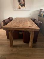 Eetkamertafel  robuust 220mtr. Teak, Ophalen, Gebruikt, 100 tot 150 cm, Vijf personen of meer