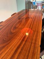 UNIEK! Luxe epoxy boomstamtafel met 6 lederen stoelen, Huis en Inrichting, Ophalen, Gebruikt, 200 cm of meer, 50 tot 100 cm