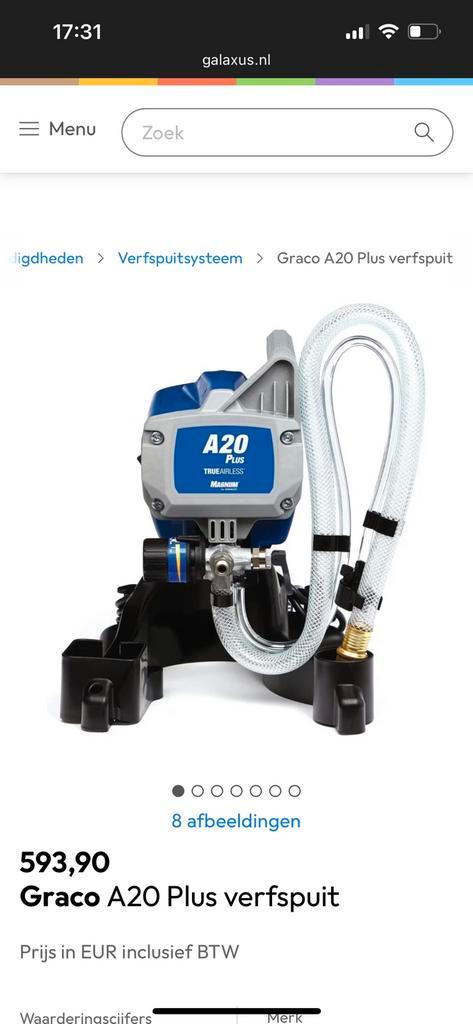 Graco A20 Plus Verfspuit – Zo goed als nieuw, Doe-het-zelf en Verbouw, Schildersmaterialen, Zo goed als nieuw, Verfspuit of Verfpomp