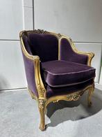 Vintage barok fauteuil paars met ornamenten, Antiek en Kunst, Antiek | Meubels | Stoelen en Banken, Ophalen of Verzenden