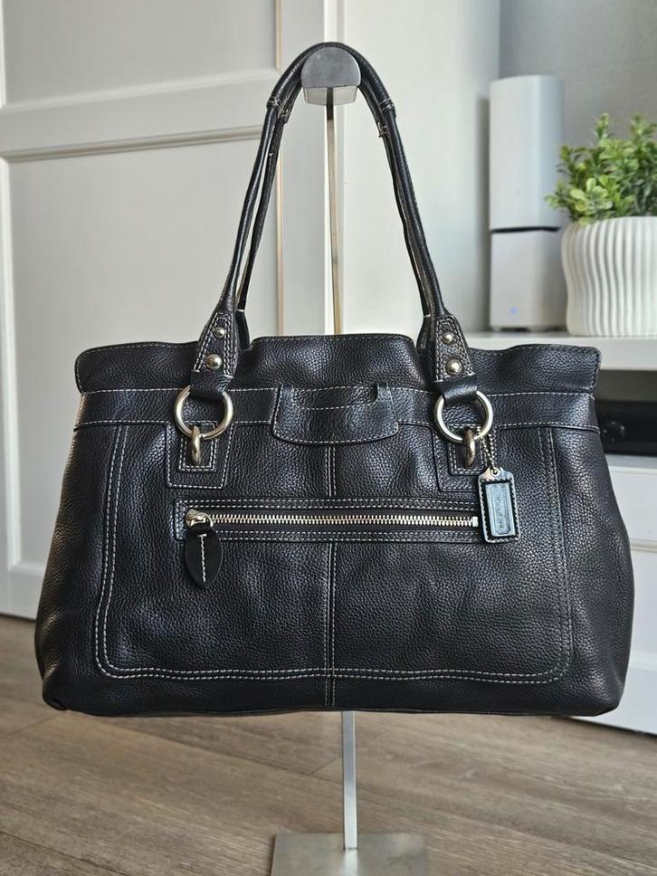 Coach Penelope zwarte leren tas, Sieraden, Tassen en Uiterlijk, Tassen | Damestassen, Zo goed als nieuw, Shopper, Zwart, Ophalen of Verzenden