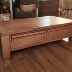 Massief eiken  salon tafel met 2 grote laden, Ophalen, Gebruikt, 100 tot 150 cm, 50 tot 100 cm
