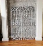 Twee gietijzeren hekwerken, rechthoeken, raam, raamdecoratie, Antiek en Kunst, Ophalen