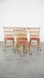 Set van 4 subtiele vintage jaren ’60 rotan boho stoelen, Ophalen, Gebruikt, Overige kleuren, Rotan, Vintage