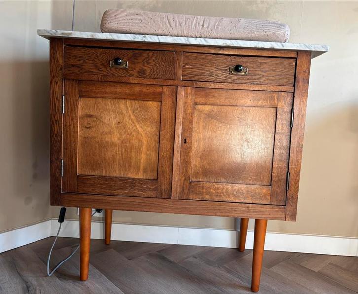 Vintage Commode met Marmerblad, Huis en Inrichting, Kasten | Dressoirs, Gebruikt, 100 tot 150 cm, 25 tot 50 cm, Met lade(s), Ophalen
