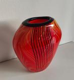 Vintage Murano glazen vaas met getrokken verenmotief, Antiek en Kunst, Ophalen