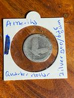 Quarter Dollar Amerika. Zilver. Jaartal niet leesbaar., Ophalen of Verzenden, Losse munt, Zilver