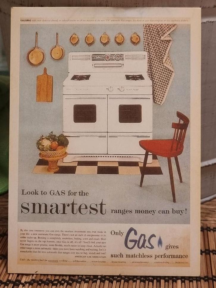 Vintage reclamekaart Gasfornuis, Verzamelen, Ansichtkaarten | Nederland, Gelopen, 1940 tot 1960, Ophalen of Verzenden