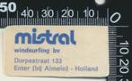 Sticker: Mistral Windsurfing - Enter, Verzamelen, Stickers, Ophalen of Verzenden, Zo goed als nieuw, Sport