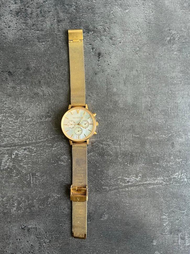 Paul Valentine Horloge - Goudkleurig, Sieraden, Tassen en Uiterlijk, Horloges | Dames, Zo goed als nieuw, Polshorloge, Overige merken