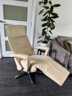 Design Elektrische Relaxfauteuil Crème Leer L Xl Op Accu, Ophalen of Verzenden, Zo goed als nieuw, Leer, 50 tot 75 cm