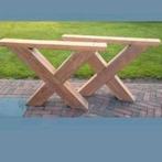Eiken eettafel tafelpoten kruispoot, Ophalen, Gebruikt, Rechthoekig, Hout
