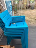 4 stapel stoelen, Ophalen, Kunststof, Blauw, Zo goed als nieuw