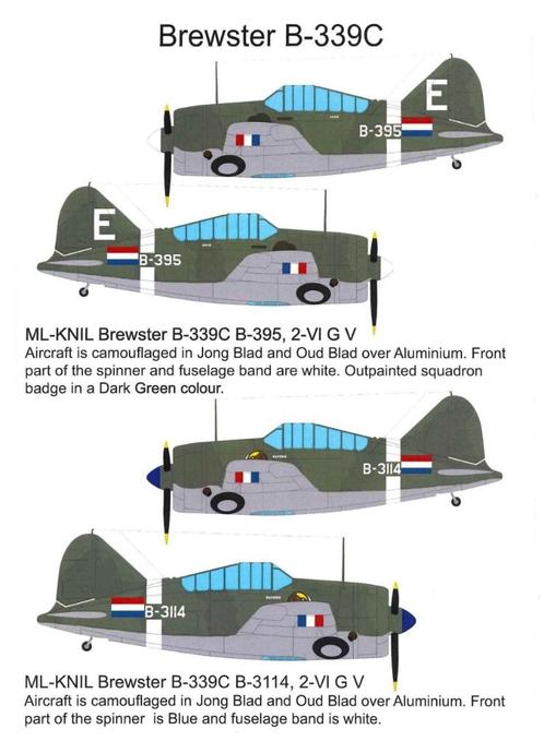 1/32 decals (uit FD32-008) Brewster B-339C Buffalo ML-KNIL, Hobby en Vrije tijd, Modelbouw | Vliegtuigen en Helikopters, Nieuw