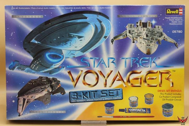 ROWASP | Revell 1/1400 Star Trek Voyager 3-Kit Set, Hobby en Vrije tijd, Modelbouw | Overige, Zo goed als nieuw, 1:144 of kleiner