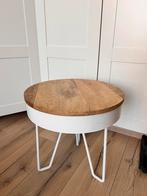 Salontafel en bijzettafel mangohout en wit, Ophalen, Gebruikt, Rond, 50 tot 100 cm