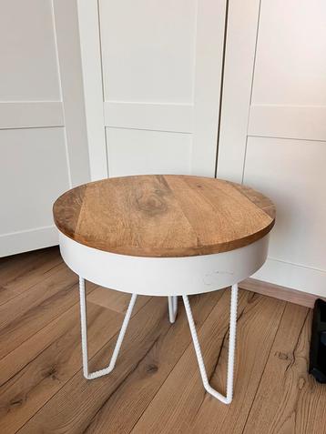 Salontafel en bijzettafel mangohout en wit  beschikbaar voor biedingen