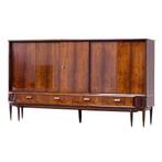 Art Deco rosewood palissander highboard sideboard dressoir, 200 cm of meer, Mid century, Zo goed als nieuw, Overige houtsoorten