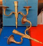 Set van 2 oude Messing wandlampen, Ophalen of Verzenden
