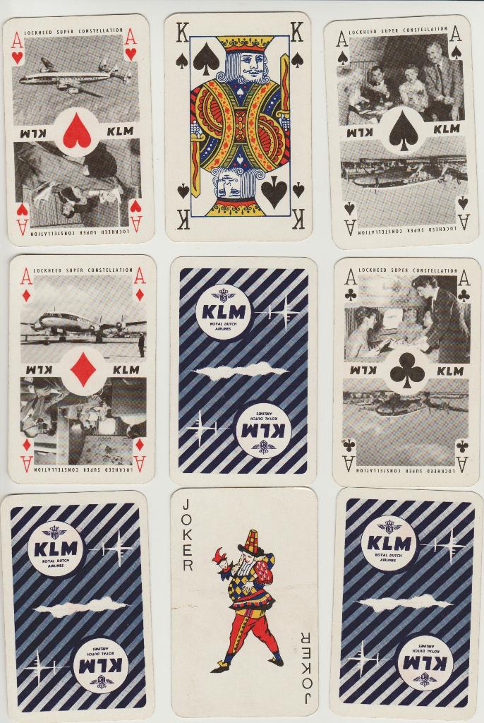 4 spel vintage KLM reclame speelkaarten, Verzamelen, Ophalen of Verzenden, Zo goed als nieuw, Speelkaart(en)