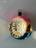 Oude Antieke Vintage Glazen Kerstbal Deuk Deukkerstbal Glas, Diversen, Kerst, Ophalen, Gebruikt