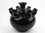Zwarte tulpenvaas  - puntgaaf - 18.5 cm hoog, Huis en Inrichting, Woonaccessoires | Vazen, Minder dan 50 cm, Ophalen of Verzenden