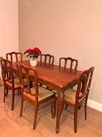 Prachtige Vintage eethoek met 6 gestoffeerde stoelen, Ophalen, Gebruikt, Vintage, 6 tot 8 stoelen