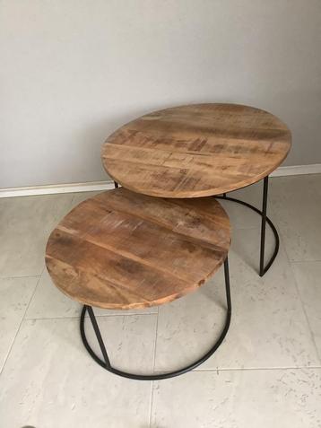 Salontafel bijzettafel 2 delig hout met metaal 2 tafels set beschikbaar voor biedingen
