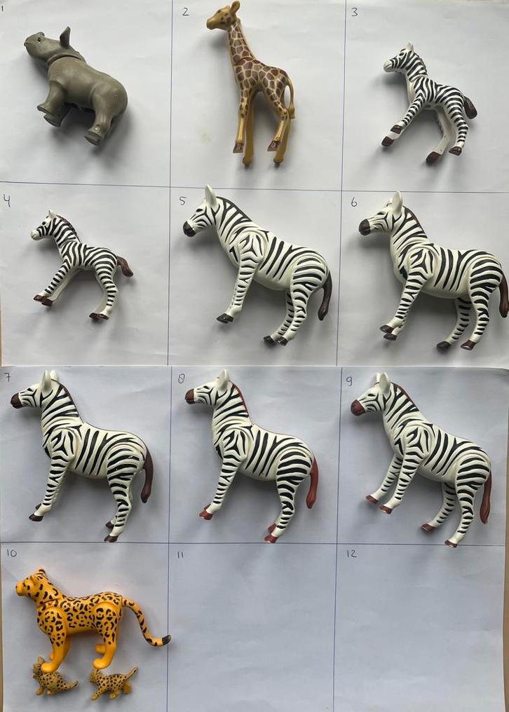Dieren: neushoorn giraf zebra cheeta, Kinderen en Baby's, Speelgoed | Playmobil, Gebruikt, Los playmobil, Ophalen of Verzenden