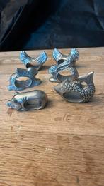 Vintage servetringen dieren metaal. 6 stuks., Ophalen of Verzenden