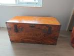 Antieke Houten Reiskoffer met Metalen Beslag, Antiek en Kunst, Ophalen