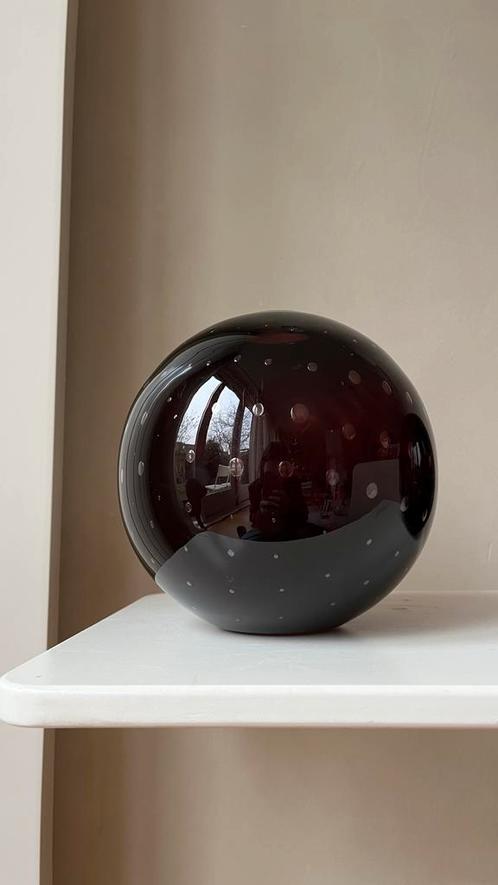 Purple ball vase in murano glass and crystal, Antiek en Kunst, Kunst | Designobjecten, Ophalen of Verzenden