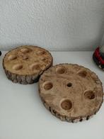 2 boomstam theelichthouders, Ophalen of Verzenden